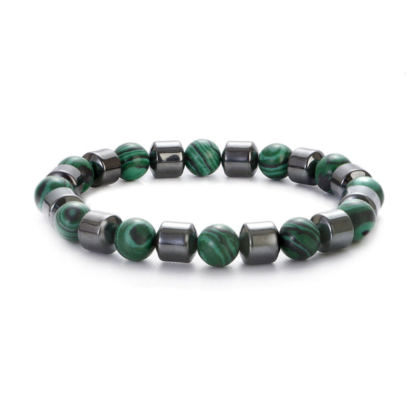 Beaded Bracelet Malachite Black Gallstone Tiger Eye Stone Volcanic Stone Handmade Fashion Geometric Unisex