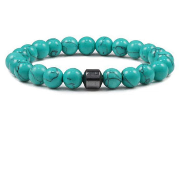 Beaded Bracelet White Turquoise Black Gallstone Tiger Eye Stone Volcanic Stone Handmade Fashion Geometric Unisex