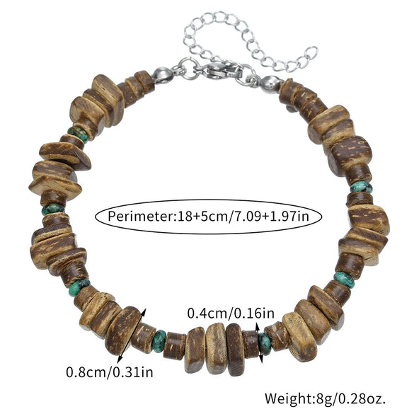 Beaded Bracelet Wooden Beads Stone Stainless Steel Geometric Handmade Unisex