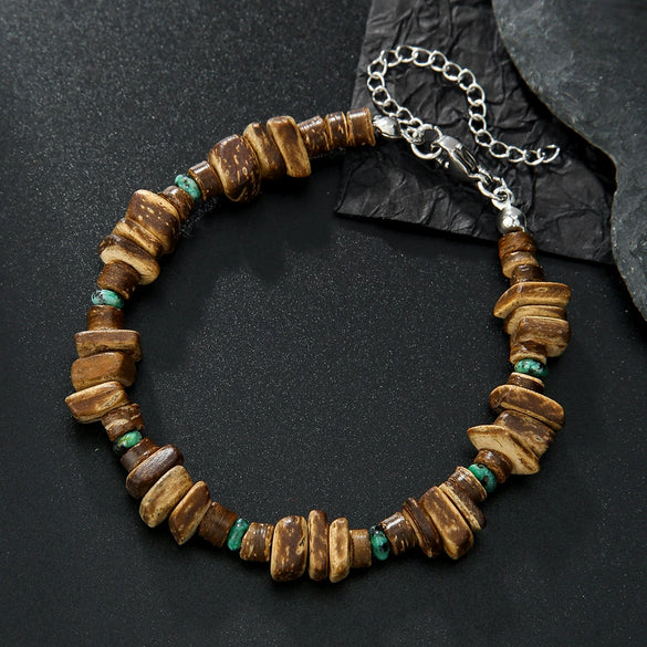 Beaded Bracelet Wooden Beads Stone Stainless Steel Geometric Handmade Unisex