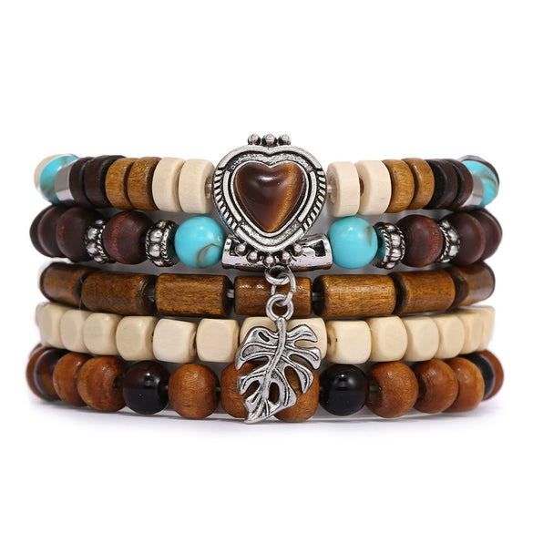 Beaded Bracelets Wood Zinc Alloy Natural Stone Geometric Electroplating Unisex