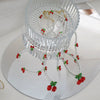 Beaded Cherry Flower Crystal Woven Necklace And Bracelet For Women With Fruit Pattern