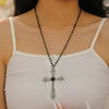 Beaded Clavicle Chain Necklace Alloy Material Dark Gothic Style Multilayered Abi Tassel Pearl Electroplated