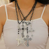 Beaded Clavicle Chain Necklace Alloy Material Dark Gothic Style Multilayered Abi Tassel Pearl Electroplated