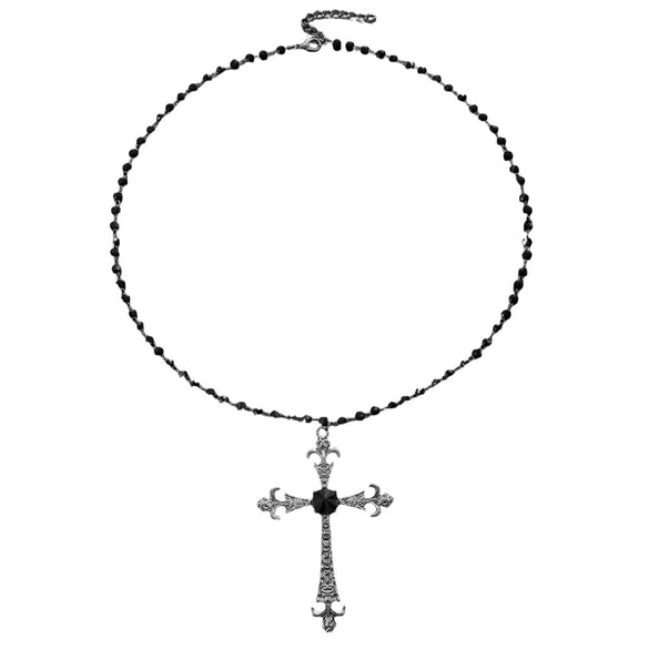 Beaded Clavicle Chain Necklace Alloy Material Dark Gothic Style Multilayered Abi Tassel Pearl Electroplated