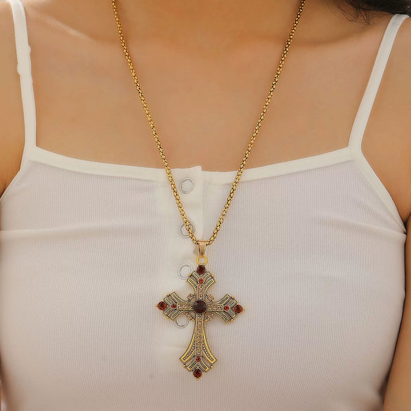 Beaded Clavicle Chain Necklace Alloy Material Dark Gothic Style Multilayered Abi Tassel Pearl Electroplated