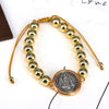 Beaded Copper Gold Plated Geometric Handwoven Adjustable Women's Bracelet Jewelry
