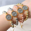 Beaded Copper Gold Plated Geometric Handwoven Adjustable Women's Bracelet Jewelry