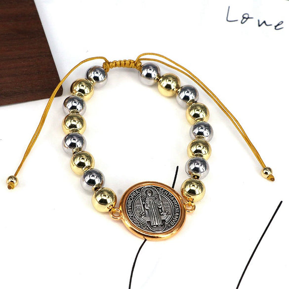 Beaded Copper Gold Plated Geometric Handwoven Adjustable Women's Bracelet Jewelry