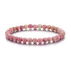 Beaded Couple Bracelet Rhodolite Pink Turquoise Handmade Flower Pattern