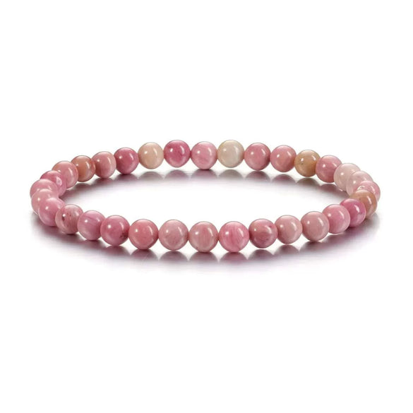 Beaded Couple Bracelet Rhodolite Pink Turquoise Handmade Flower Pattern