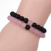 Beaded Couple Bracelet Rhodolite Pink Turquoise Handmade Flower Pattern