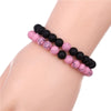 Beaded Couple Bracelet Rhodolite Pink Turquoise Handmade Flower Pattern
