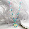 Beaded Cross Totem Pendant Stainless Steel Necklace Women's Jewelry Electroplated