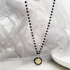 Beaded Cross Totem Pendant Stainless Steel Necklace Women's Jewelry Electroplated