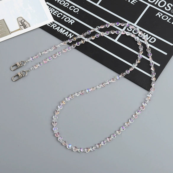 Beaded Crossbody Chain Bag Hanging Accessories Mobile Phone Case Keychain Pendant Mobile Phone Lanyard With Love Water Drops Bell Patterns Semimanual For Women