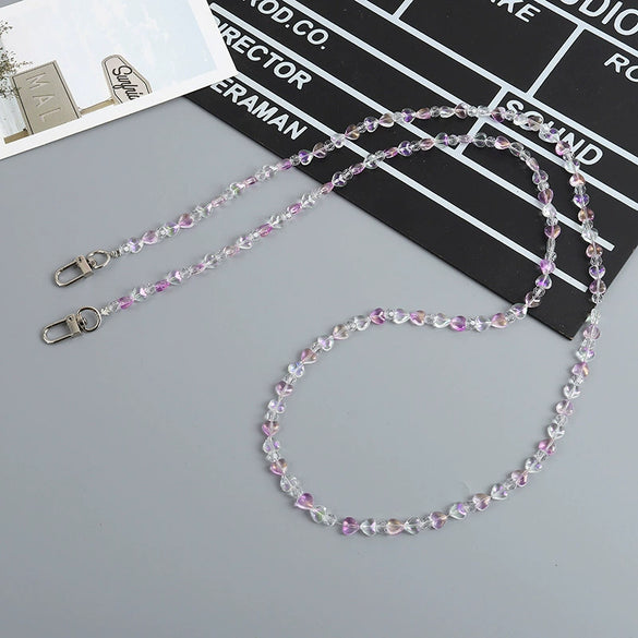 Beaded Crossbody Chain Bag Hanging Accessories Mobile Phone Case Keychain Pendant Mobile Phone Lanyard With Love Water Drops Bell Patterns Semimanual For Women