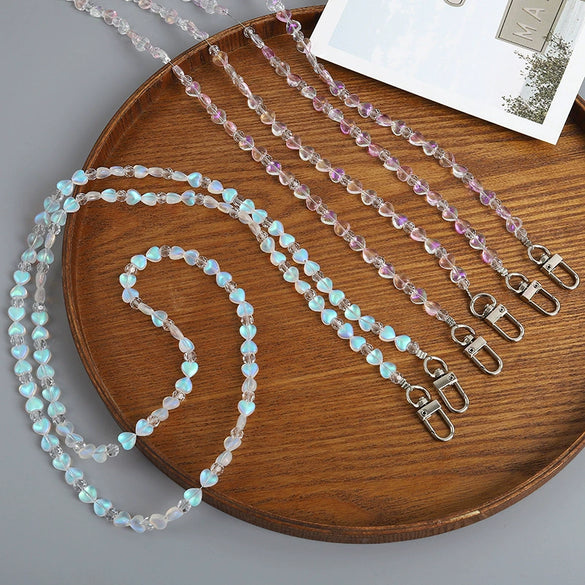 Beaded Crossbody Chain Bag Hanging Accessories Mobile Phone Case Keychain Pendant Mobile Phone Lanyard With Love Water Drops Bell Patterns Semimanual For Women