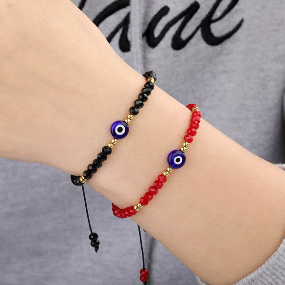 Beaded Crystal Glass Hand Woven Evil Devil Eye Unisex Bracelet