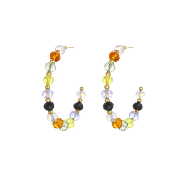 Beaded Earrings Stainless Steel Geometric Retro Niche Electroplating For Women