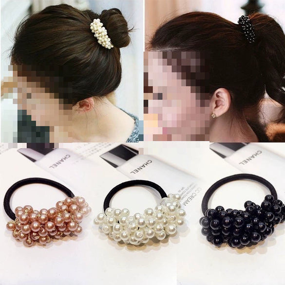 Beaded Fashion Hair Ring Handmade Cloth High Elastic Hair Rope For Female