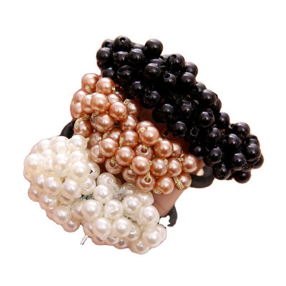 Beaded Fashion Hair Ring Handmade Cloth High Elastic Hair Rope For Female