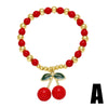 Beaded Fruit Cherry Love Bracelet Copper Electroplated For Women
