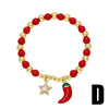 Beaded Fruit Cherry Love Bracelet Copper Electroplated For Women