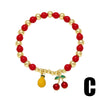 Beaded Fruit Cherry Love Bracelet Copper Electroplated For Women