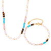 Beaded Handmade Natural Stone Necklace And Bracelet With Geometric Style