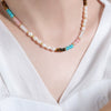 Beaded Handmade Natural Stone Necklace And Bracelet With Geometric Style