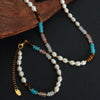 Beaded Handmade Natural Stone Necklace And Bracelet With Geometric Style