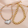 Beaded Heart Necklace Copper Gold Plated Hip Hop Clavicle Chain