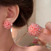 Beaded Hydrangea Flower Earrings Set With Crystal For Women