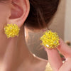 Beaded Hydrangea Flower Earrings Set With Crystal For Women