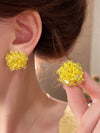 Beaded Hydrangea Flower Earrings Set With Crystal For Women