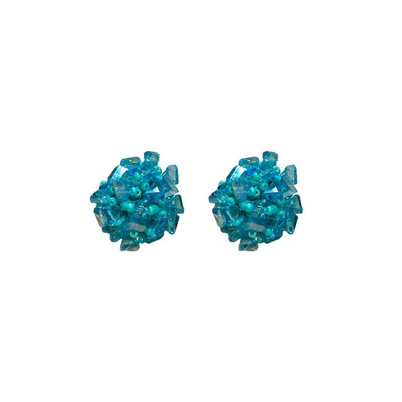 Beaded Hydrangea Flower Earrings Set With Crystal For Women
