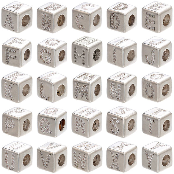 Beaded Jewelry Accessories Copper Diy Bracelet Beads With Block Letter And Rubik's Cube Design Electroplated