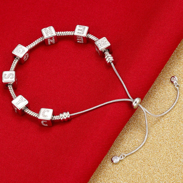 Beaded Jewelry Accessories Copper Diy Bracelet Beads With Block Letter And Rubik's Cube Design Electroplated