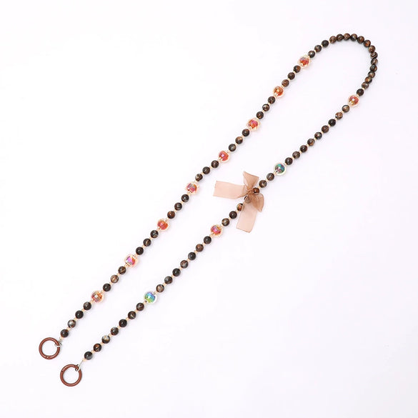 Beaded Mobile Phone Lanyard Bag Keychain Pendant Accessories With Cross And Bow Pattern Handmade