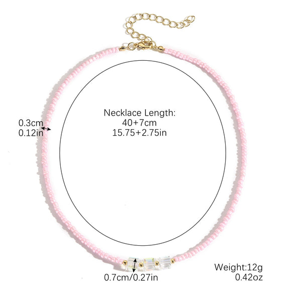 Beaded Necklace Clavicle Chain Imitation Pearl Alloy Heart Flowers Geometric Design Diamond Style For Women