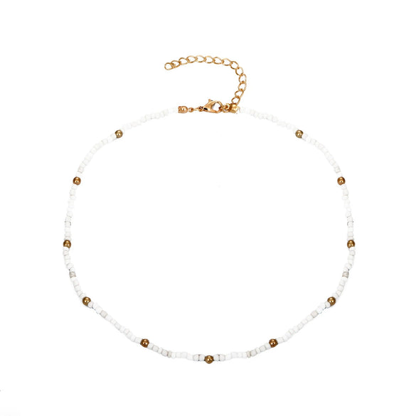 Beaded Necklace Geometric Style Bohemian With Zircon And Cross Chain