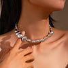Beaded Necklace Geometric Style Ccb Material Electroplating Treatment Irregular Round Ball Chain For Women