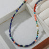 Beaded Necklace Lapis Lazuli Red Agate Stainless Steel Geometric Handmade For Women