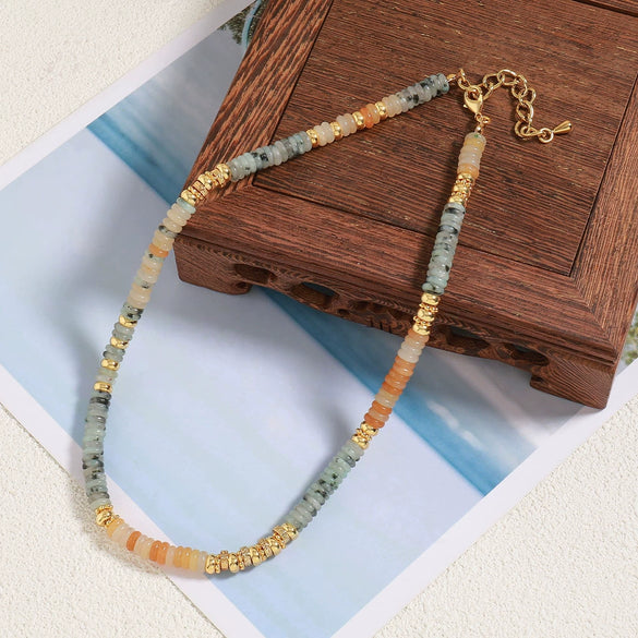 Beaded Necklace Natural Stone Copper Geometric Handmade Bohemian Style