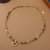 Beaded Necklace Natural Stone Geometric Vintage Handmade Women's