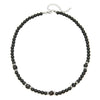 Beaded Necklace Stainless Steel Black Frosted Faceted Black Agate Hiphop Punk Handmade Unisex