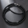 Beaded Necklace Stainless Steel Black Frosted Faceted Black Agate Hiphop Punk Handmade Unisex