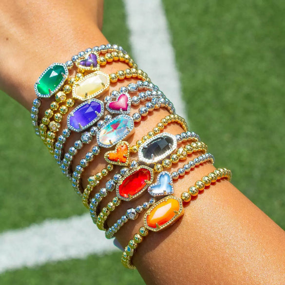 Beaded Resin Love Stretch Bracelet With Heart Shape For Women