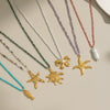 Beaded Simple Fashionable Matching Starfish Turtle Bow Fish Pearl Necklace For Girls Handmade With Electroplating Stainless Steel Material In Animal Zodiac Shape